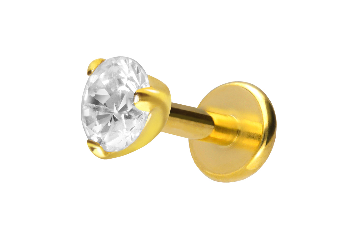 Titan Labret mit Innengewinde EINGEFASSTER KRISTALL